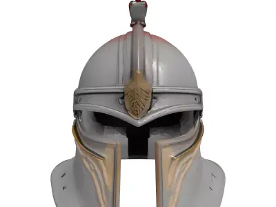 Dented Metal Helmet with Plume 3D model