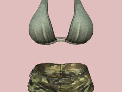 Sexy Green Army Bikini Low-poly 3D model