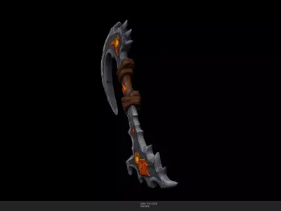Stylized Inferno Scythe Game Ready - AI Low-poly 3D model