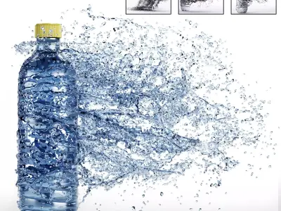 Three Bottle splashes 3D model