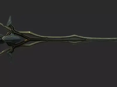 Magical style weapon Golden Long Sword 3D model