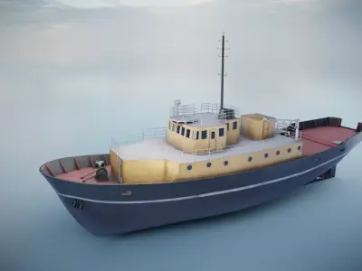 Industrial Ship Low-poly 3D model