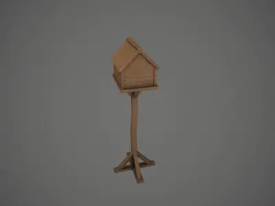 Wooden Garden Birdhouse Low-poly 3D model