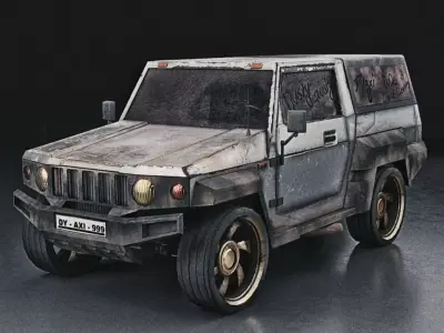 SUV with shiny wheels Low-poly 3D model