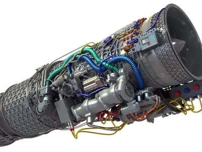 3D Military Turbofan Afterburning Engines 3D model