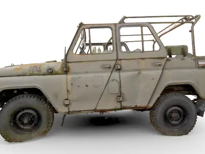UAZ 469 wreck 01 3D model