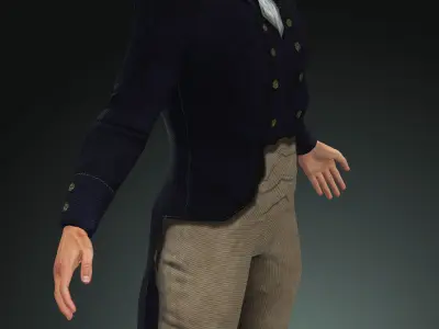 Napoleonic civilian 1812 Low-poly 3D model