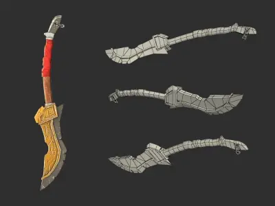 Dagger two swords Free low-poly 3D model