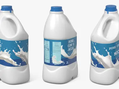 Mockup Pure Cow Milk Plastic Bottle 2L 3D model