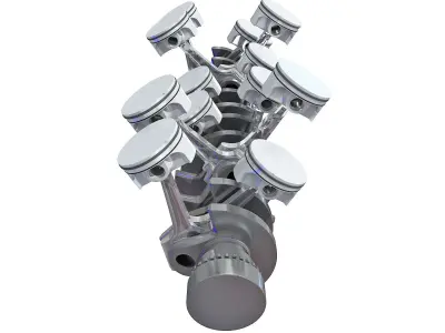 Animated V12 Engine Cylinders 3D model