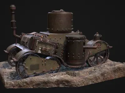 Steampunk Tank Low-poly 3D model