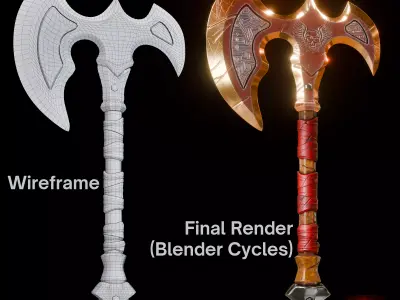 Ancient Battle Axe - Game Ready 3D Melee weapon model Low-poly 3D model