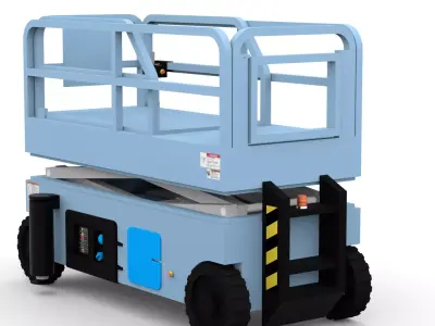 Rigged Scissor Lift Aerial Work Platform - Low Poly Low-poly 3D model