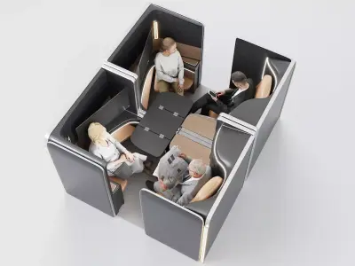 First-class cabin with passenger seat animated 3D model