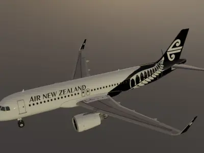 Air New Zealand airbus a320neo low poly 3d model with cockpit Low-poly 3D model