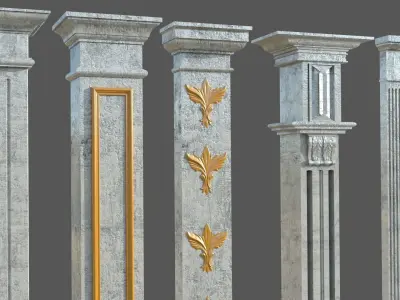 Colone set of marble columns 3D model