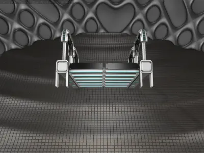 Sci-Fi Stairs - 26- Silver Blue Neon Light Version Low-poly 3D model