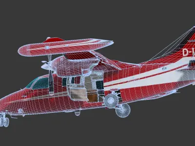 Mu-2 twin turboprop executive aircraft 3D model