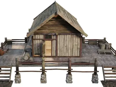 Old Lake House 24 PBR 4K GameReady Low-poly 3D model