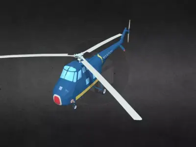 HRS-1 helicopter Low-poly 3D model