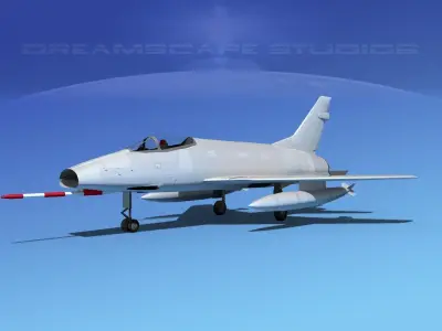 North American F-100E Super Sabre Bare Metal 3D model
