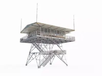 Modern architectural observation tower and guard tower 3D model