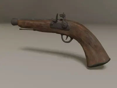 Pirate flintlock gun Low-poly 3D model