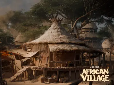 African Village Low-poly 3D model