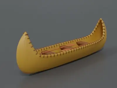 Cartoon Native American Indian Canoe 3D model