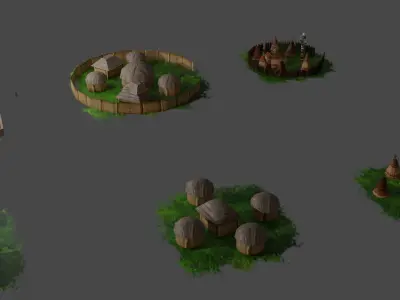 Native American Settlements Low-poly 3D model