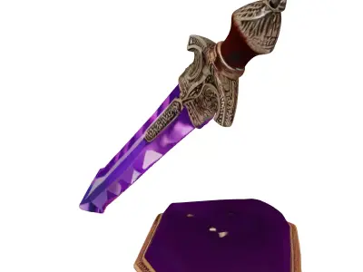 Glowing Crystal Dagger with Purple Gem 3D model