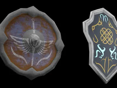 Fantasy Stylised Shields Free low-poly 3D model