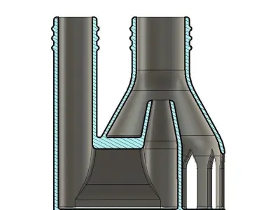180 degree angled Water Suction Jet Pump Ejector vacuum 3D print model
