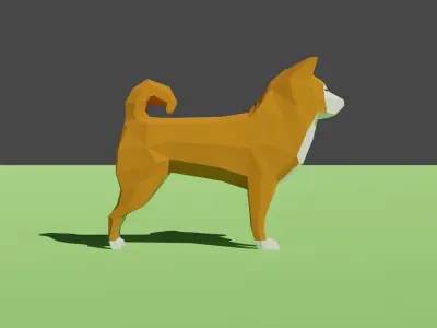 Shiba Inu - low-poly 3D model rigged dog Low-poly 3D model