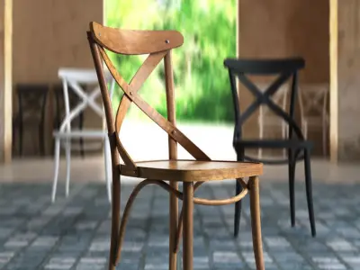 Chair three wooden chairs Free 3D model