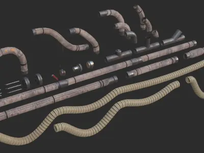 Modular Pipes - Old Jute Insulated Low-poly 3D model