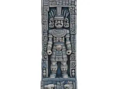 Ancient Mayan Stone Warrior Statue Low-poly 3D model