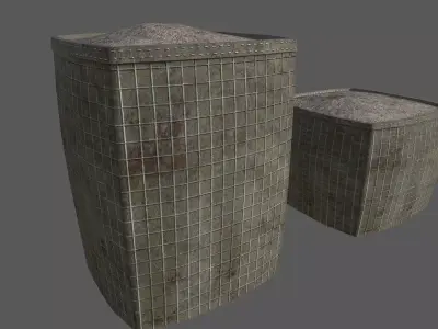 Military Hesco Barriers Low-poly 3D model
