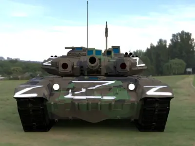 High Quality T90A Main Battle Tank with Iconic Z Marking  Low-poly 3D model