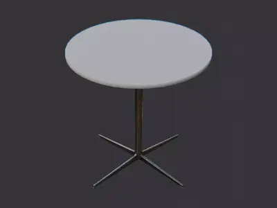 Round Metal Restaurant Table with Pedestal Base Low-poly 3D model