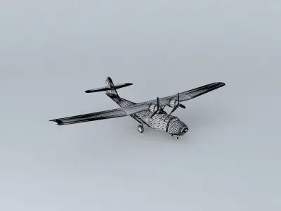Catalina airplane with propellers Free 3D model