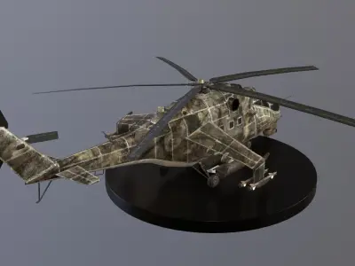Post-Apo Mi-24 Attack Helicopter Low-poly 3D model