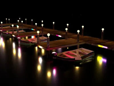 Autodesk Maya  Modelling Texturing And Lighting Of Dock  Low-poly 3D model