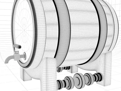 barril wooden barrel Free 3D model