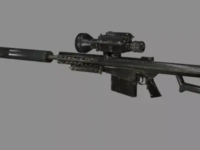 Barrett M82A1 Sniper Rifle Modified Low-poly 3D Model Low-poly 3D model