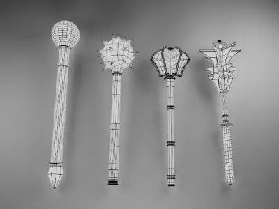 Unique medieval maces pack Low-poly 3D model