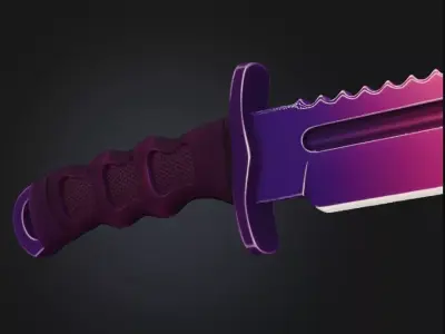 Rainbow Dagger Sunset Fade Combat Knife  Tactical Melee  Low-poly 3D model