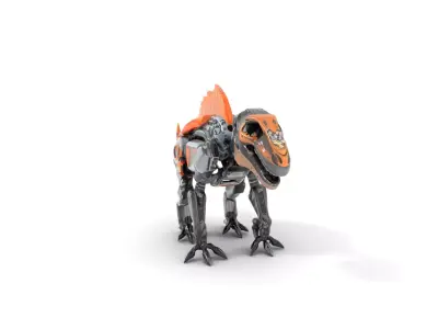 Robotic Dinosaur Model Pack with Steampunk Aesthetic Low-poly 3D model