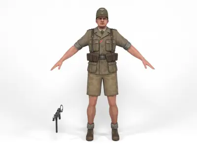 German Soldier 3 - Afrika Korps Low-poly 3D model