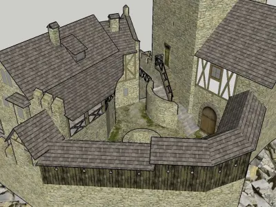 Medieval Castle VR - AR - low-poly - Papercraft model Low-poly 3D model
